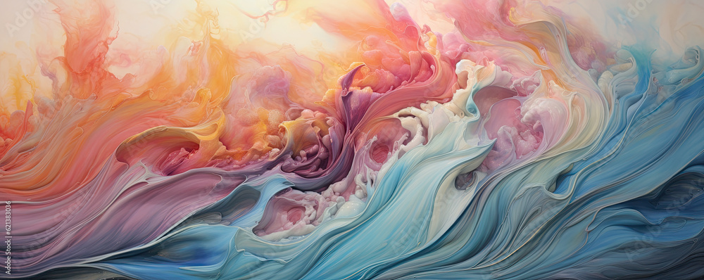 convergence of abstract waves and swirling currents, creating a mesmerizing and fluid abstract composition panorama
