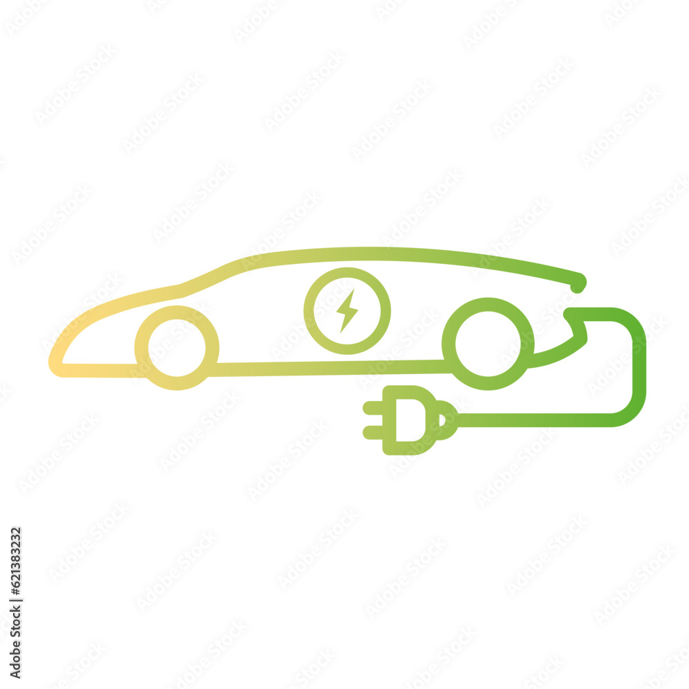 Electric car icon. Hybrid vehicle pictogram. Line electric car with piug vector icon symbol. Eco energy auto Electric car icon. Hybrid vehicle pictogram. Line electric car with piug vector icon symbol. Eco energy auto