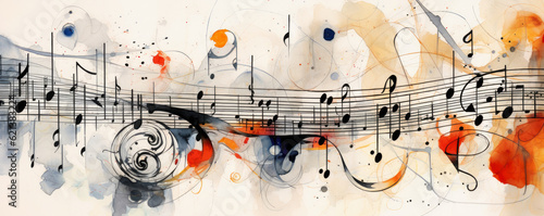 symphony of musical notes visualized through abstract lines and shapes  capturing the essence of sound panorama