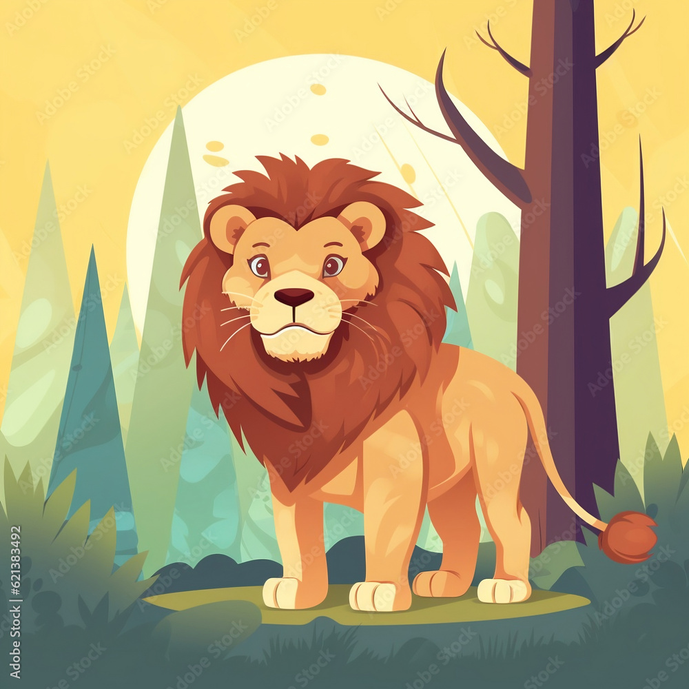 A friendly and cute cartoon lion A friendly and cute cartoon lion