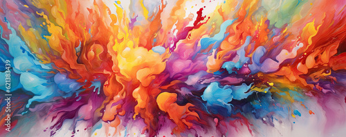 Wallpaper Mural fusion of vibrant watercolor strokes, blending and bleeding into each other, creating an explosion of color panorama Torontodigital.ca