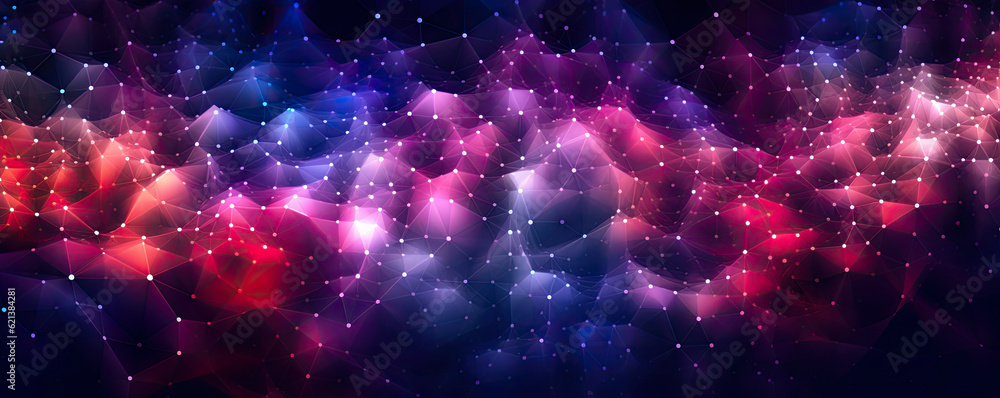 minimalistic abstract background with grid patterns and glowing nodes, symbolizing the interconnectedness and flow of digital information panorama