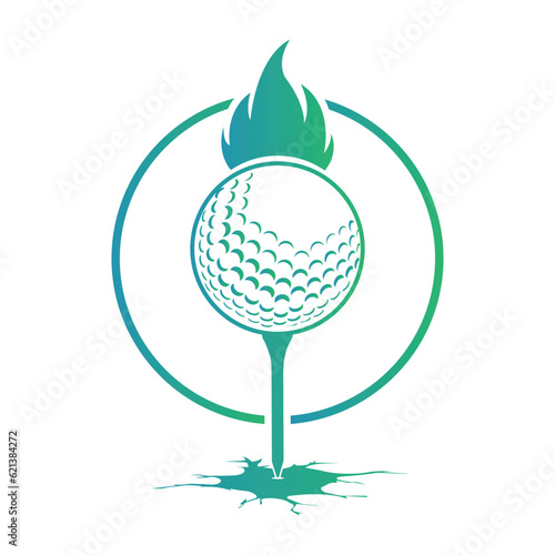 Golf ball with fire icon and earth crack vector illustration