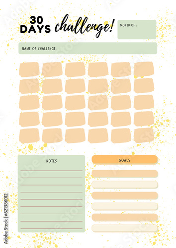 30 day challenge planner digital planning insert sheet printable page template
