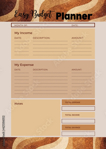 Easy budget planner digital planning insert sheet printable page template
