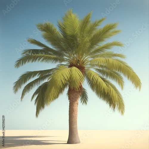 Palm tree picture in plain background creative photorealistic