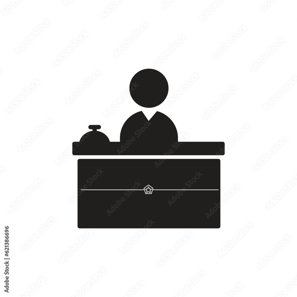 Hotel front desk icon. Glyph version, vector sign, symbol illustration. Hotel front desk icon. Glyph version, vector sign, symbol illustration.