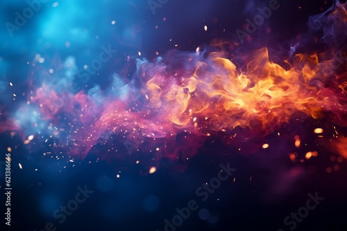 Leinwand Poster Abstract background of sparks with smoke and water