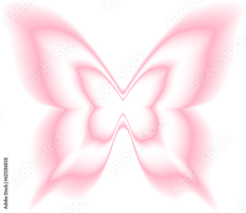 Stickers with a blurred Y2K effect. Butterfly shapes in trendy retro style. Vector illustration.