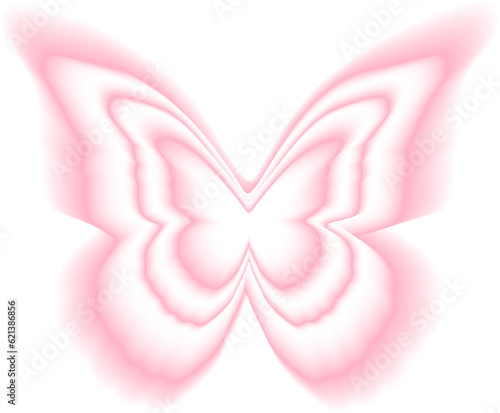 Stickers with a blurred Y2K effect. Butterfly shapes in trendy retro style. Vector illustration.