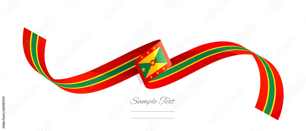 Obraz premium Grenadian flag ribbon vector illustration. Grenada flag ribbon on abstract isolated on white color background