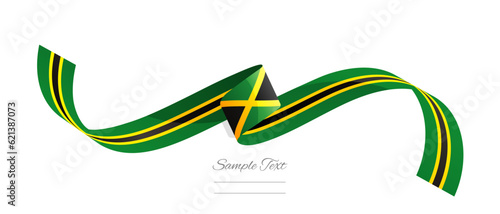 Jamaican flag ribbon vector illustration. Jamaica flag ribbon on abstract isolated on white color background photo