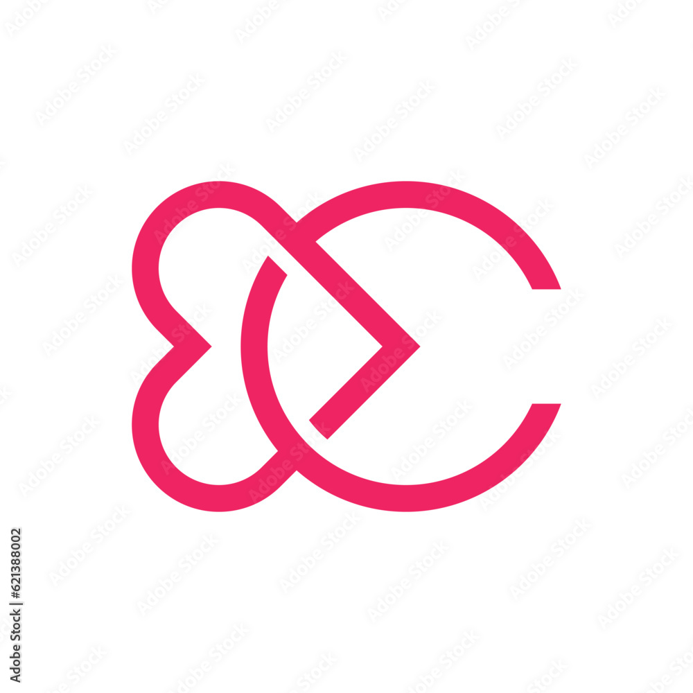 Letter C heart overlapping logo template Letter C heart overlapping logo template