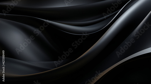 abstract background, black satin background black luxury fabric background. black silk background. Generative AI.