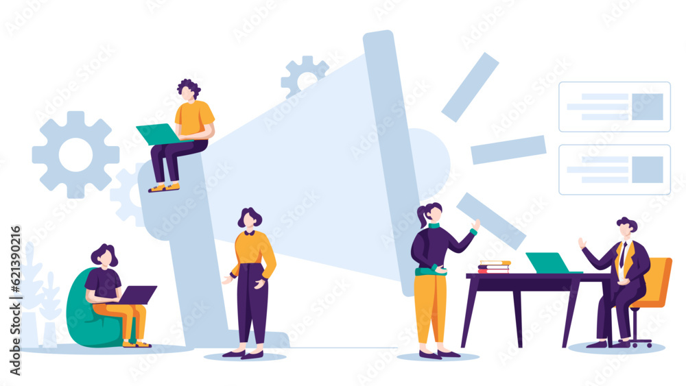 Business character illustration related to business meetings, marketing strategies, presentation, data analysis, research and job vacancy in flat design vector on white background Business character illustration related to business meetings, marketing strategies, presentation, data analysis, research and job vacancy in flat design vector on white background