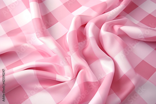Pink and white checkered fabric evoking a sense of sweetness and nostalgia.