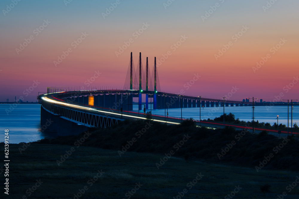 The Oresund Bridge is a combined motorway and railway bridge between Sweden and Denmark (Malmo and Copenhagen).