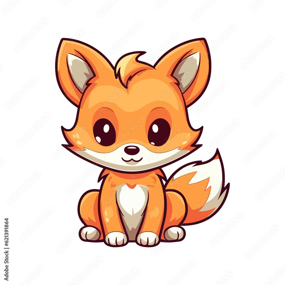 Fototapeta premium Cute Fox Vector Cartoon Character: Perfect for Children's Products and Nature-themed Designs