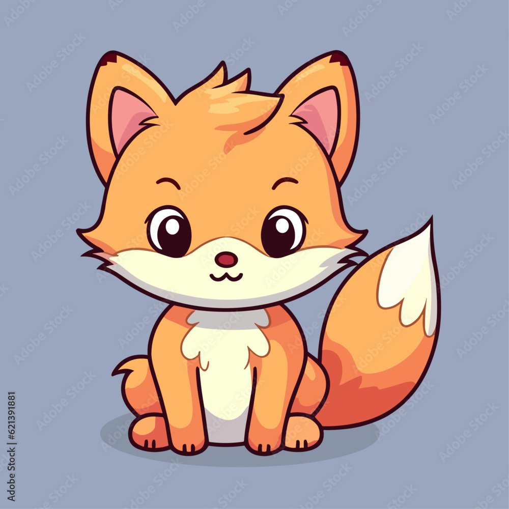 Obraz premium Cute Fox Vector Cartoon Character: Perfect for Children's Products and Nature-themed Designs