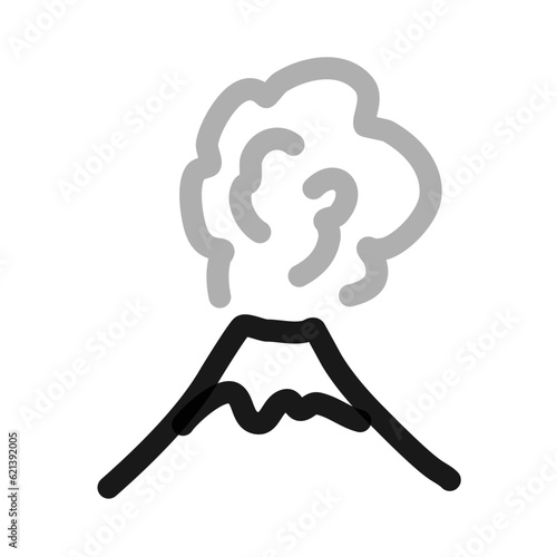 volcano line art doodle