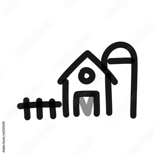 farmhouse line art doodle