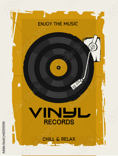 vector of old music poster with vynil record perfect for poster, etc