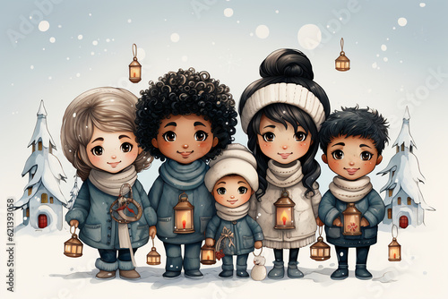 A celebration of multicultural Christmas traditions, with diverse symbols and elements from around the world. AI generative