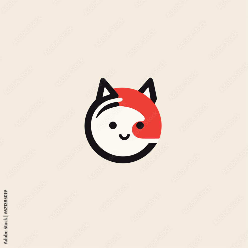 cat with a smile vector logo,icon,2d cat with a smile vector logo,icon,2d