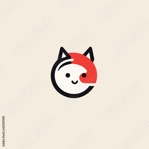 cat with a smile vector logo,icon,2d