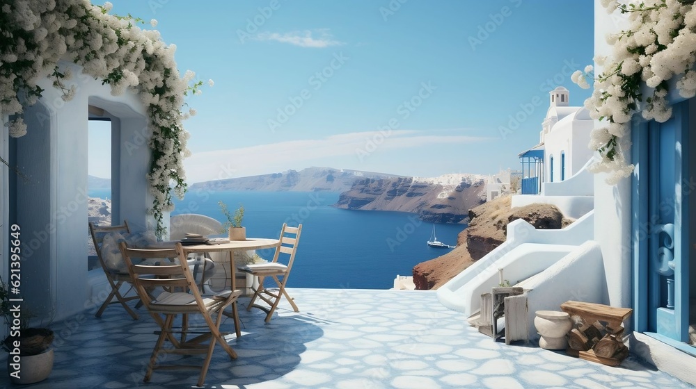 Fototapeta premium Breathtaking backdrop featuring the enchanting Santorini, Greece