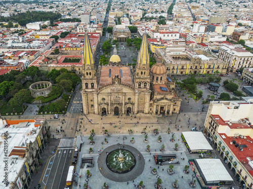 Top view of the Cathedral of Guadalajara, Jalisco in Mexico.
This is one of the most iconic religious buildings in the downtown of the city.