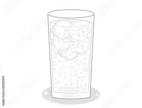 氷の入ったソーダや炭酸水やサイダーをイメージしたイラスト