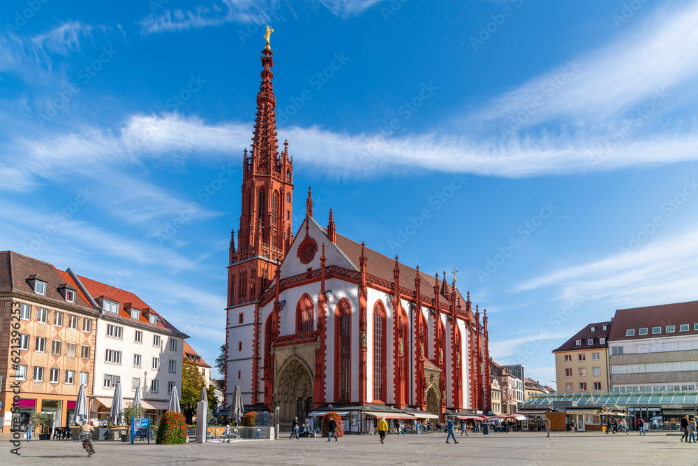 Obraz premium The Maria Chappel or Marienkapelle, a Roman Catholic church at the Unterer Markt square in the Bavarian town of Wurzburg, Germany.