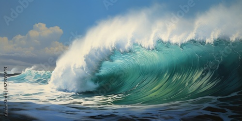  Capturing the Majestic Ocean Breaks in a Tranquil Coastal Haven Generative AI Digital Illustration