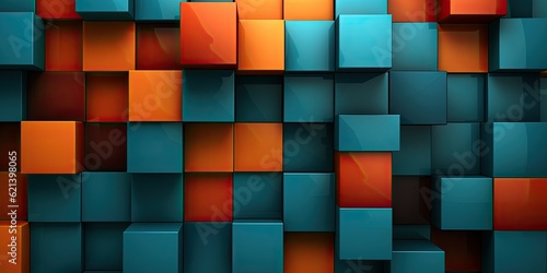 desktop wallpaper A Kaleidoscope of Color, Intricate Geometric Shapes, and Textured Layers - Teal and Orange Vibrance for a Captivating Visual Experience Generative AI Digital Illustration