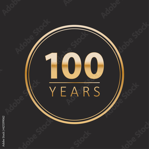 100 years for celebration events, anniversary, commemorative date. gold ninety one hundred years logo. badge