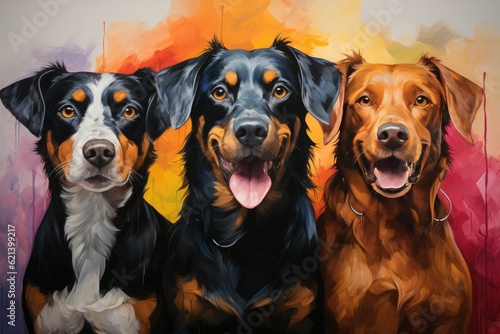 perros vibrant oil painting showcasing perros in a bold and energetic Generative AI Digital Illustration