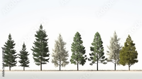 5 Unique White Pine Trees in a Line - Perfect for Your Landscaping Project! Generative AI © monsifdx