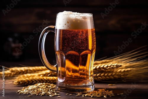 pub alcohol beverage glass gold lager foam drink pint beer. Generative AI.