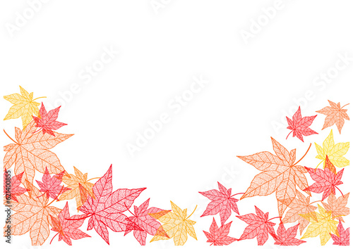 秋色カラフル透かし紅葉