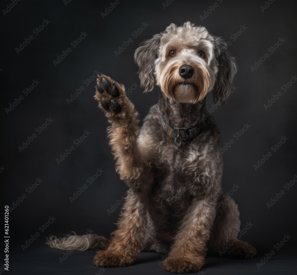 Curious Dog Sitting Up and Raising Paw in Question Generative AI Curious Dog Sitting Up and Raising Paw in Question Generative AI