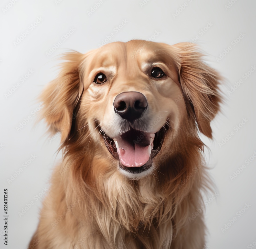 Beautiful Dog Portrait with White Background - UHD Quality Stock Photo Generative AI