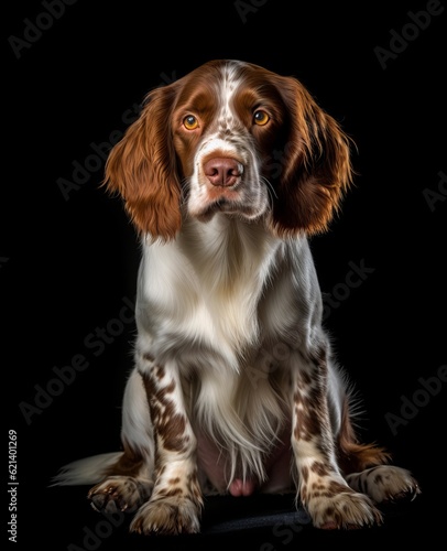 Adorable Female East Yorkshire Springer Spaniel Sitting on the Grass Generative AI