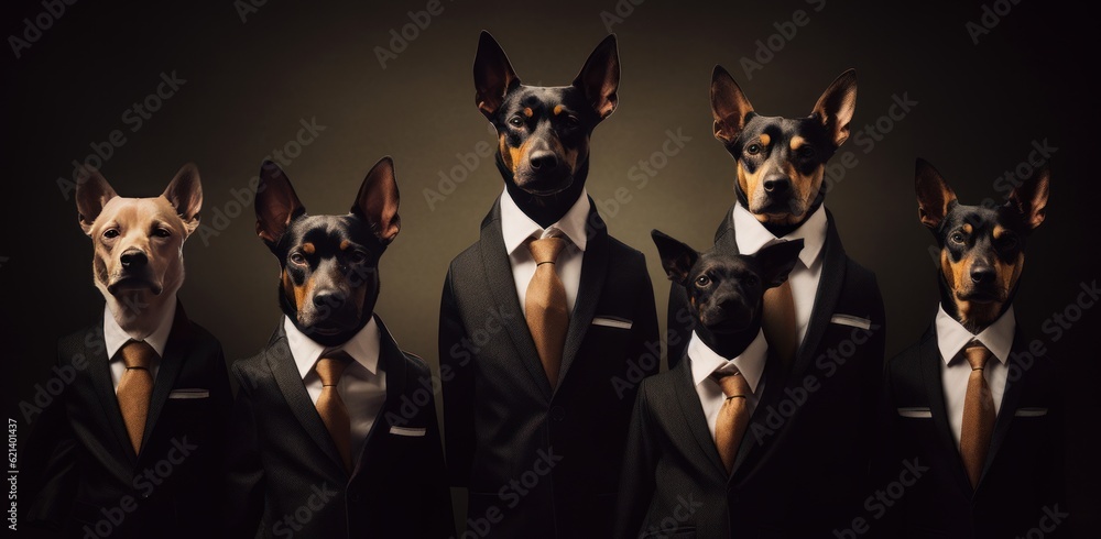 A Group of Black and Tan Dogs Standing Together in Harmony Generative AI
