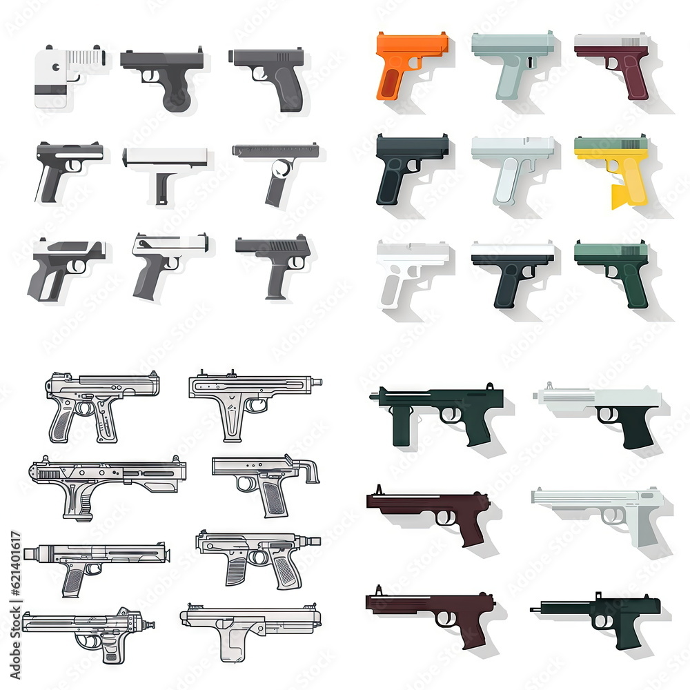 Gun on white background