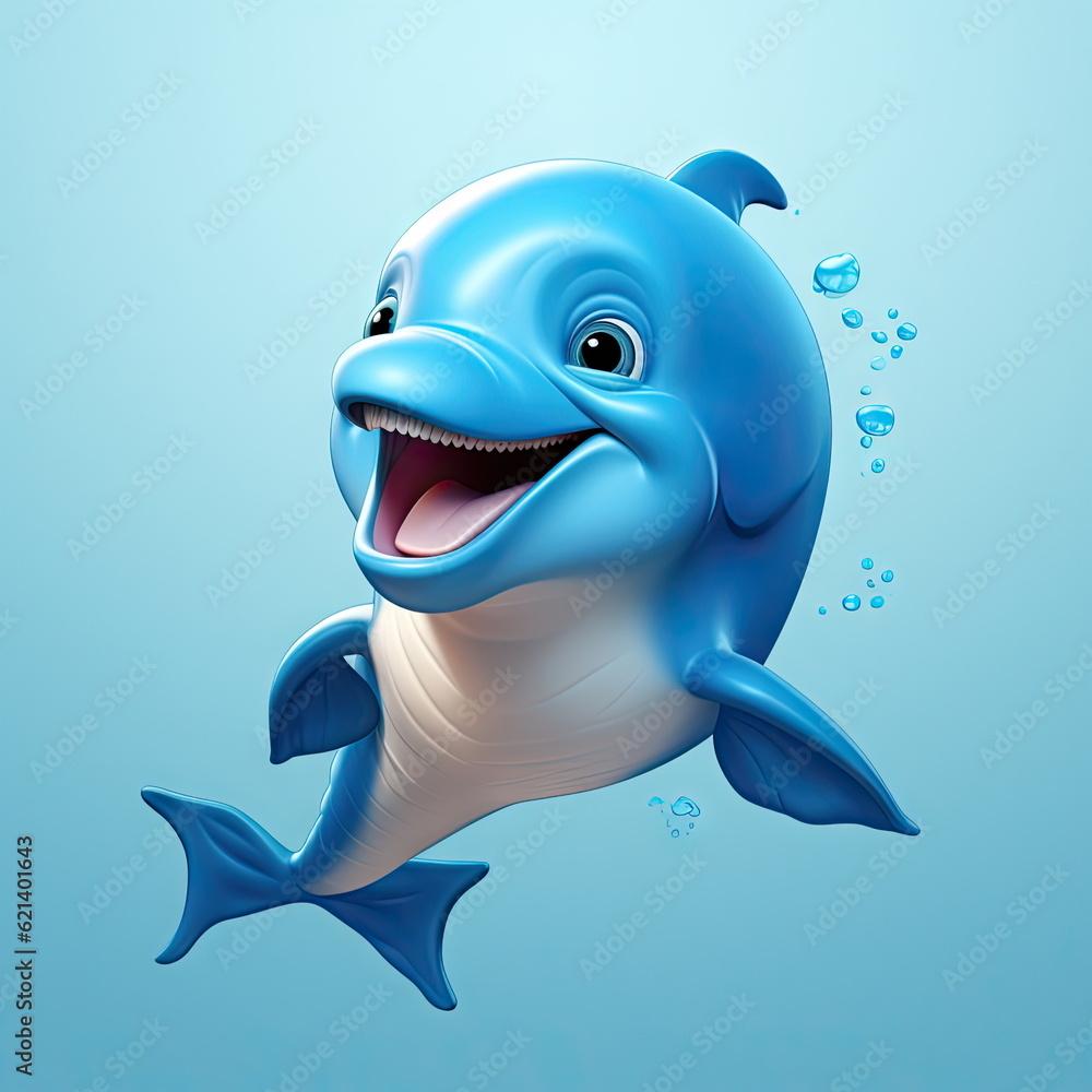 Naklejka premium Cartoon character of dolphin