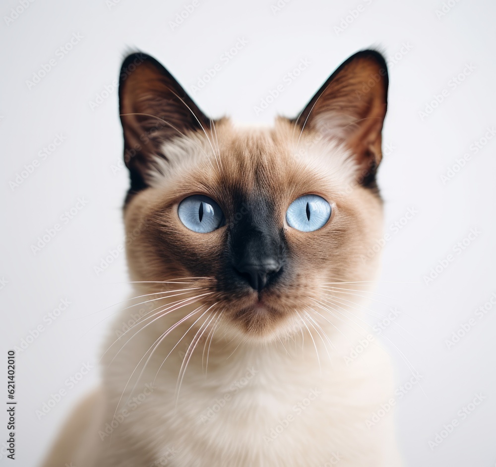 Sassy Siamese Cat on a Clean White Background - Perfect for Stock Photo or Vector! Generative AI