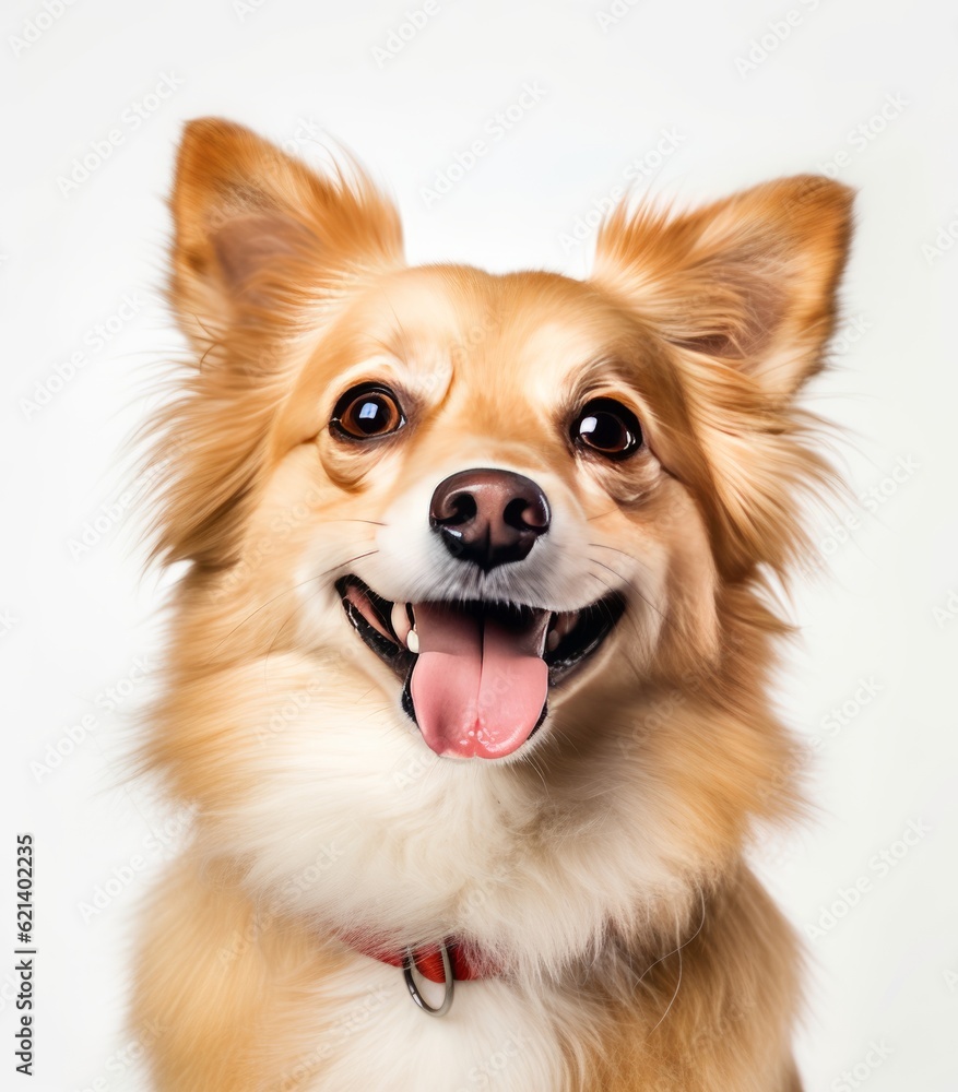 Adorable Tan Dog Sitting on White Background - Perfect for Stock Photos! Generative AI Adorable Tan Dog Sitting on White Background - Perfect for Stock Photos! Generative AI