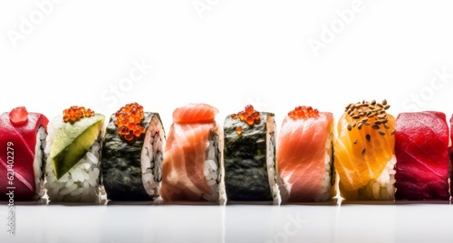Freshly Prepared Sushi Rolls: An Endless Array of Deliciousness! Generative AI
