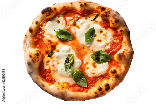 italian pizza margherita with mozzarella cheese and basil leaves, personal or mini size photo
